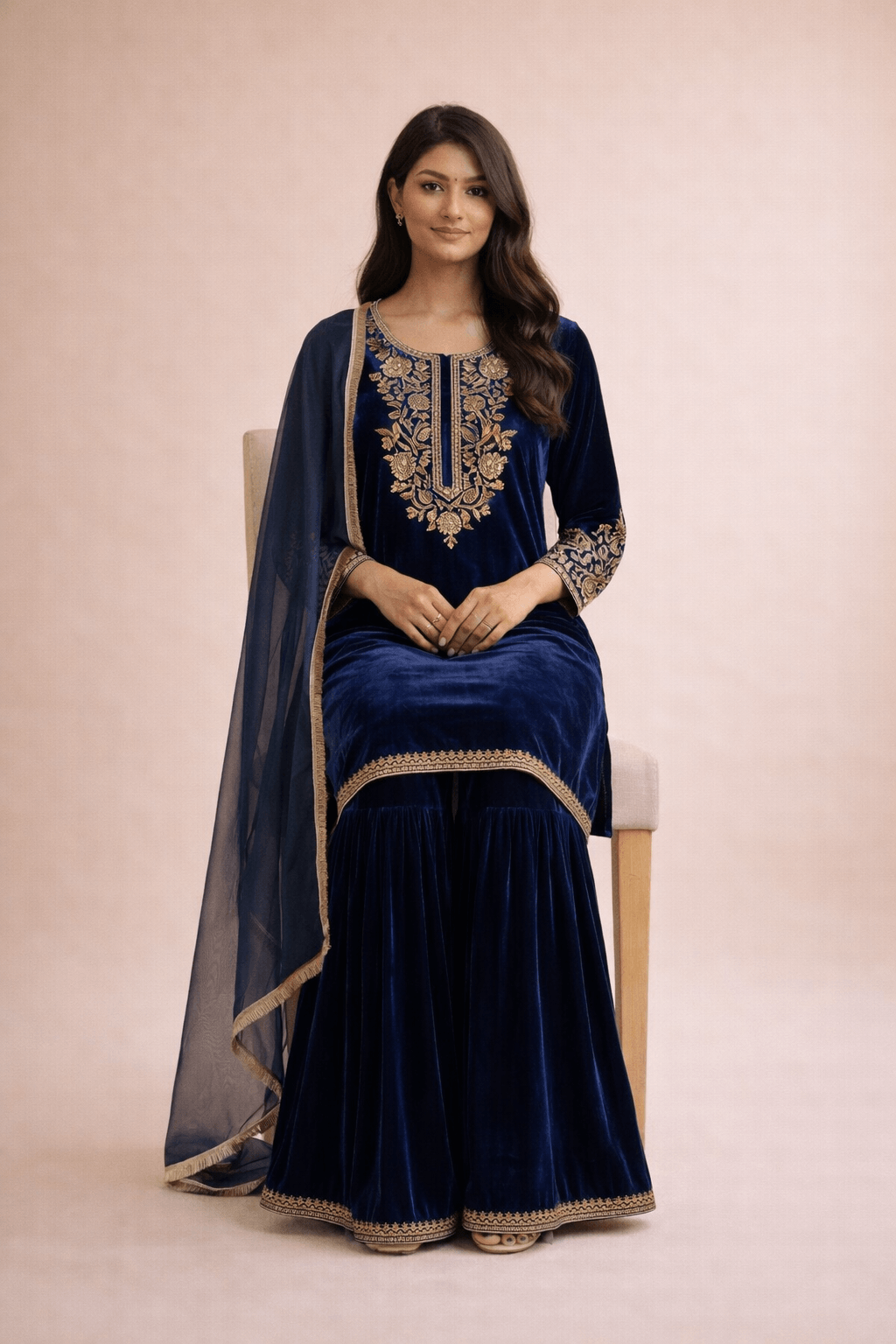Midnight Blue Sharara Suit Full